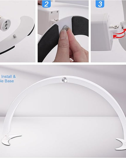 Half Moon Light for Desk, 28.7" Foldable Arch LED Nail Tech Lamp with 7 Color Modes, 10-Level Brightness for Professional Manicure Salon, Tattoo, Eyelash Extensions, Reading- White - LeafyLoom