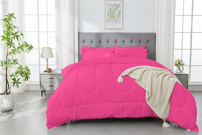 3 Piece Solid Color All Season Bedding Comforter Set Microfiber Soft Lightweight Bedding Set for Kids Teens Adults Room Decor with 1 Comforter and 2 Pillowcases King - LeafyLoom