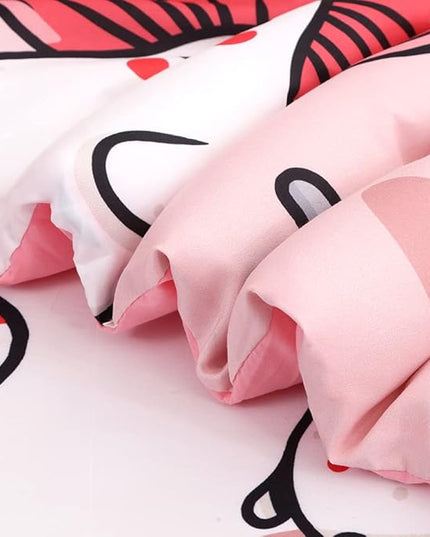 Wajade Kids Cute Mushroom Comforter Set Bed in A Bag Full Size 7 Piece Pink Cartoon Mushroom Head Bedding Set for Girls (1 Comforter, 1 Flat Sheet, 1 Fitted Sheet, 2 Pillowcase and 2 Pillow Sham) - LeafyLoom