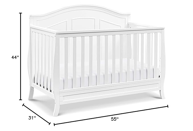DaVinci Emmett 4-in-1 Convertible Crib in White, Greenguard Gold Certified - LeafyLoom