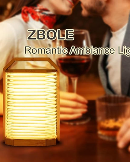 LED Desk Lamp Dimmable Table Lamp Reading Lamp with USB Charging Port, Wooden Hand Lamp, Folding Paper Portable Lamp, Eye-Caring Lamp, Led Lights for Home Decoration (Bamboo) - LeafyLoom