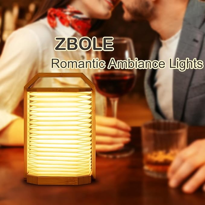 LED Desk Lamp Dimmable Table Lamp Reading Lamp with USB Charging Port, Wooden Hand Lamp, Folding Paper Portable Lamp, Eye-Caring Lamp, Led Lights for Home Decoration (Bamboo) - LeafyLoom
