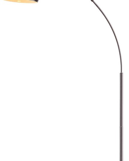 Teamson Home Arquer 68.1" Arc Floor Lamp for Living Rooms, Home Offices, Dining Rooms, Bedrooms with Faux White Marble Base and Nickel Bell Shade - LeafyLoom