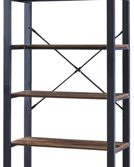 HOMBAZAAR Bookshelf, 6-Tier Vintage Industrial Book Shelf, Rustic Wood and Metal Bookcase and Bookshelves, Free Standing Storage Large Bookshelf for Living Room, Bedroom and Kitchen, Brown - LeafyLoom