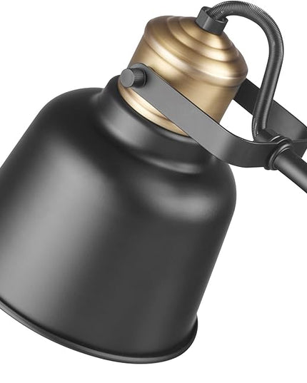 Globe Electric 30297 18" Desk Lamp with 2.1 USB Port, Matte Black, Brass Accents, Push Button On/Off Switch, Home Décor, Desk Lamps for Home Office, Home Office Accessories, Home Improvement - LeafyLoom
