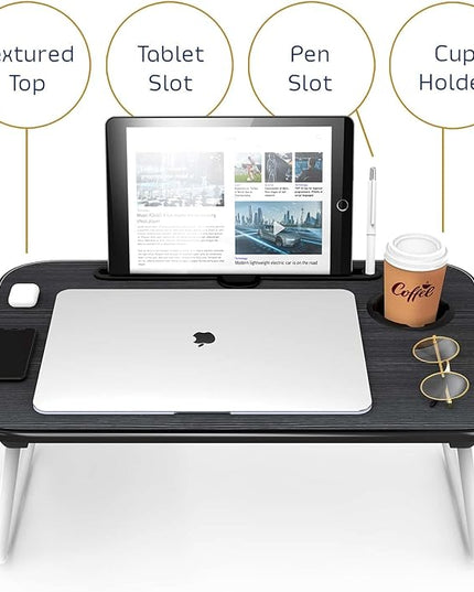 Clara Clark Reading Pillow with Portable Lap Desk Set for Kids, Back Pillow for Sitting Up in Bed, Memory Foam Back Support Pillow, Bed Rest Pillow with Foldable Laptop Desk, Small - White - LeafyLoom