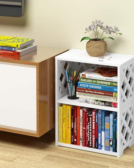Small Bookshelf, 3-Tier White Bookcase for Kids & Adults | 2-Shelf Open Storage Organizer for Bedroom, Living Room & Office | Ideal Small Bookshelf & Bookcase for Small Space - LeafyLoom