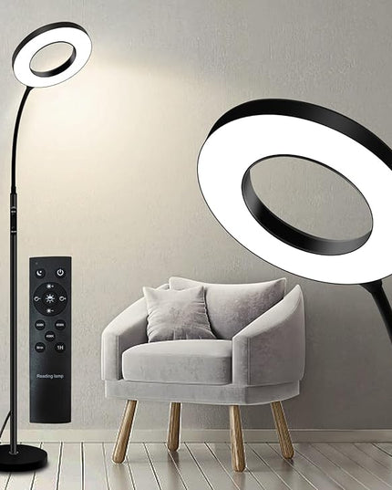 Sofa Standing lamp Floor lamp Side Reading Lamps 3-Color Tall Standing Pole Light with Remote for Live Stream Learning and Reading Living Room,Bed Room,Home Office - LeafyLoom