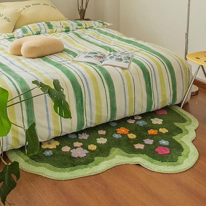 Moss Rug Lovely Green Moss Leaf Bathroom rug Non-Slip 3D Moss Carpet Washable Water Absorbent Soft Moss Carpet Bed for Bathroom Bedroom Kitchen Living Room (A, 2.6x4.9ft) - LeafyLoom