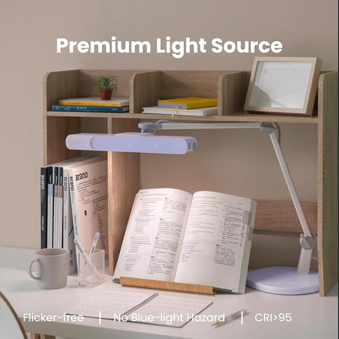 BenQ MindDuo 2 Kids Study Lamp (Purple), Wide & Even Illumination, Auto Dimming, Brightness & Color Adjustment, Presence Detection - LeafyLoom