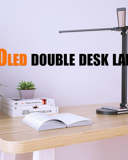 Clearance 12W Bright Desk Lamp for Home Office, Wireless Charger, USB Charging Port, 2 Night Light, 1H Timer AUTO-OFF, 5 Modes Dimmable 80 LED Desk Light, Adjustable 2 Office Lamp for Work, Computer - LeafyLoom
