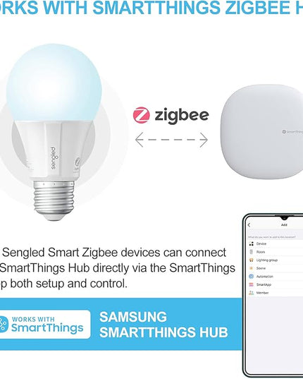 Sengled Zigbee Smart Light Bulbs, Smart Hub Required, Works with SmartThings and Echo with built-in Hub, Voice Control with Alexa and Google Home, Daylight 60W Equivalent A19 Alexa Light Bulb, 10 Pack Sengled