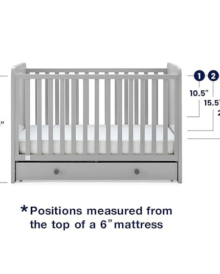 GAP babyGap Graham 4-in-1 Convertible Crib with Storage Drawer - Greenguard Gold Certified, Grey/Dark Grey - LeafyLoom