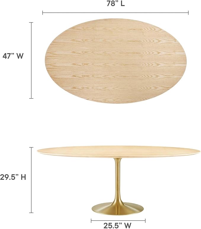 Modway Lippa Dining Table, 78", Gold Natural - LeafyLoom
