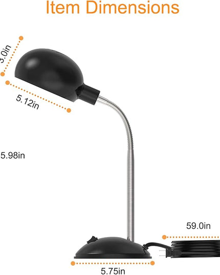 LEPOWER Metal Desk Lamp, Flexible Goose Neck Table Lamp, Eye-Caring Study Desk Lamp with E12 Lamp Base, Adjustable Desk Lamp for Living Room, Bedroom, Study Room and Home Office (Black) - LeafyLoom