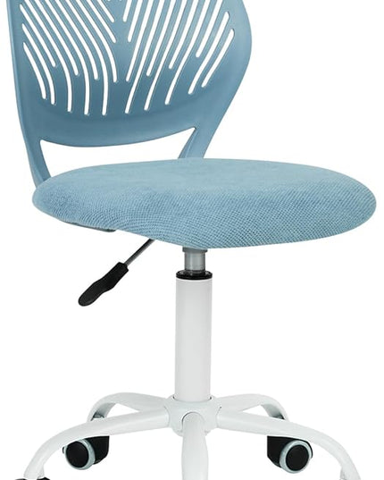 FurnitureR Kids Desk Chair, Small Mid Back Adjustable Swivel Computer Task Study Chair for Student, Fabric Armless Cute Rolling Children Office Chair, Light Blue - LeafyLoom