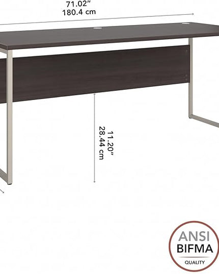 Bush Business Furniture HYD373SG Hybrid 72-Inch Computer Table Desk with Metal Legs, Storm Gray - LeafyLoom