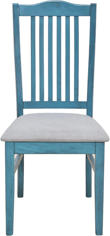 6-Piece Mid-Century Dining, Durable&Soft Wooden Table Set with Drawer, Upholstered Chairs and Bench for Living Room Kitchen, Antique Blue, Small - LeafyLoom