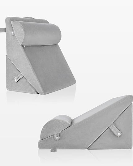 OasisSpace Bed Wedge Pillow, Post Surgery Memory Foam for Back, Leg and Knee Pain Relief, Sitting Pillow for Reading, Adjustable Pillows with Washable Cover for Acid Reflux and GERD for Sleeping - LeafyLoom