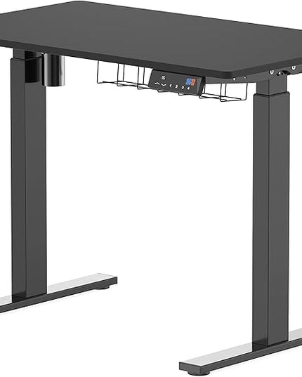 SHW Memory Preset Electric Height Adjustable Standing Desk, 40 x 24 Inches, Black - LeafyLoom
