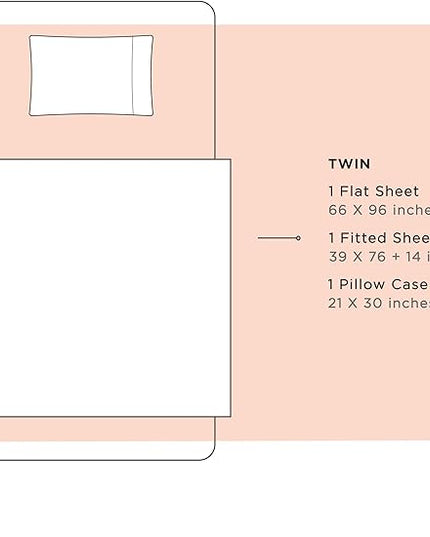 100% Cotton Percale Sheets Twin Size,Tropical Peach, Deep Pocket, 3 Pieces Sheet Set - 1 Flat, 1 Deep Pocket Fitted Sheet and 1 Pillowcase, Crisp Cool and Strong Bed Linen - LeafyLoom