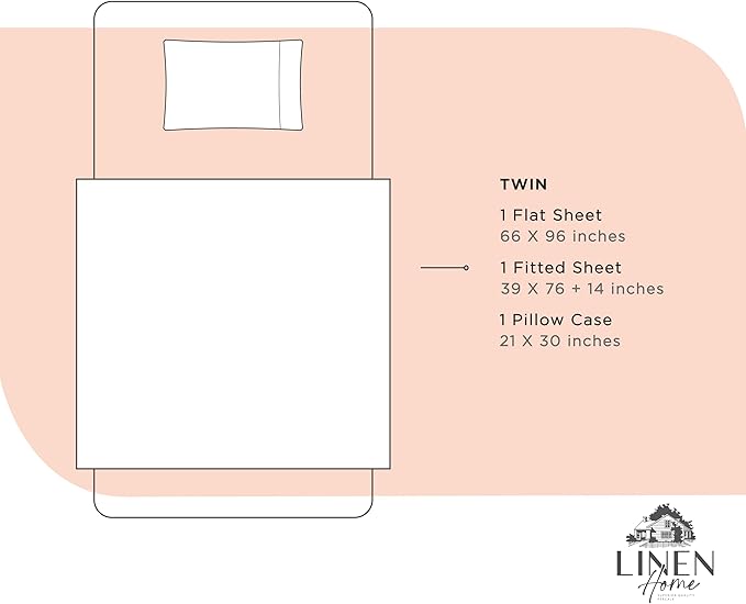 100% Cotton Percale Sheets Twin Size,Tropical Peach, Deep Pocket, 3 Pieces Sheet Set - 1 Flat, 1 Deep Pocket Fitted Sheet and 1 Pillowcase, Crisp Cool and Strong Bed Linen - LeafyLoom