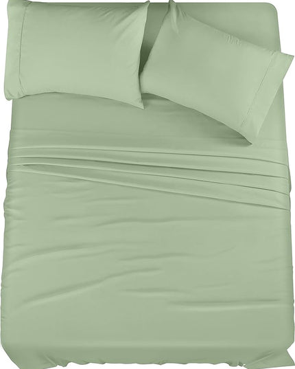 Utopia Bedding King Bed Sheets Set - 4 Piece Bedding - Brushed Microfiber - Shrinkage and Fade Resistant - Easy Care (King, Sage) - LeafyLoom
