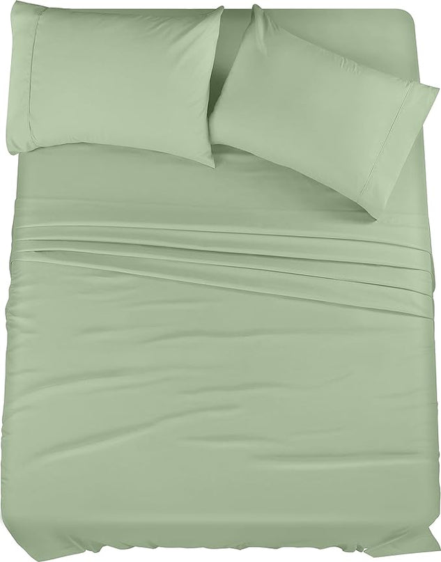 Utopia Bedding King Bed Sheets Set - 4 Piece Bedding - Brushed Microfiber - Shrinkage and Fade Resistant - Easy Care (King, Sage) - LeafyLoom