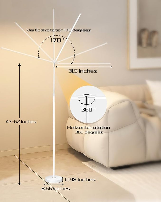 Floor Lamp with Long Rotatable Lamp Head and Adjustable Height, White Dimmable Reading Light Floor Lamp, LED Lamp for Sewing, Needlework,Quilting,Piano-Playing,Paint,Fine Arts and Crafts - LeafyLoom
