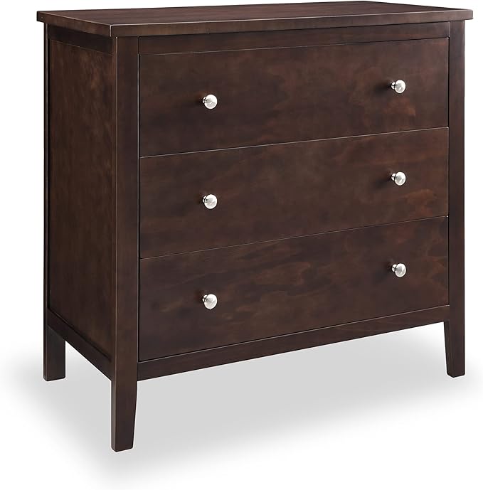 Delta Children Campbell 3 Drawer Dresser, Walnut Espresso - LeafyLoom