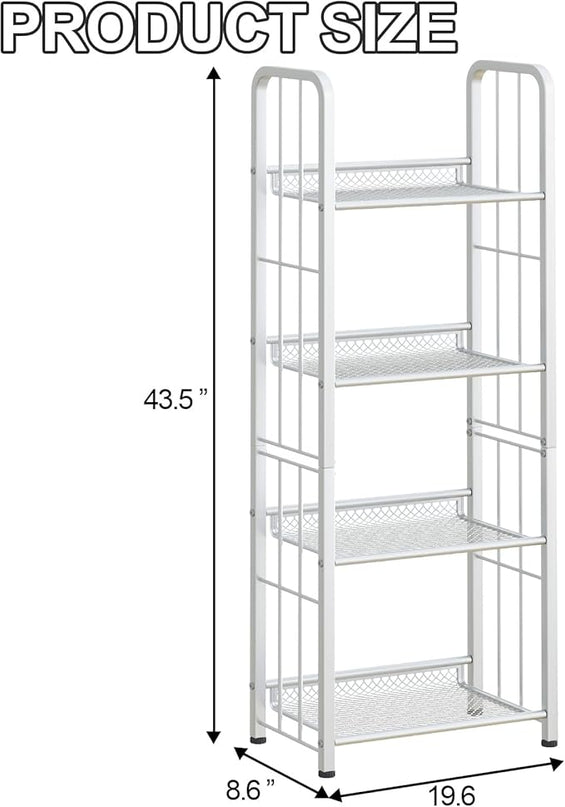 Bookshelf Storage Shelf Bookcase Freestanding Storage Stand Book Organizer for Living Room, Bedroom, Kitchen, Rust Resistance,Easy Assembly Multi-Functional Organizer (4 Tiers, White) - LeafyLoom