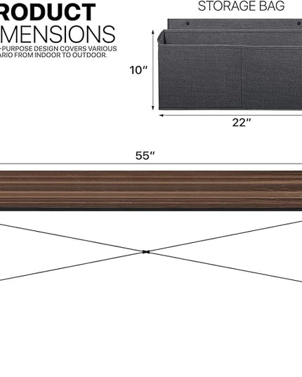 MoNiBloom 55 Inches Large Computer Desk with Storage Bag, Study Work Writing Table w/Metal Frame for Home Office, Walnut Color - LeafyLoom