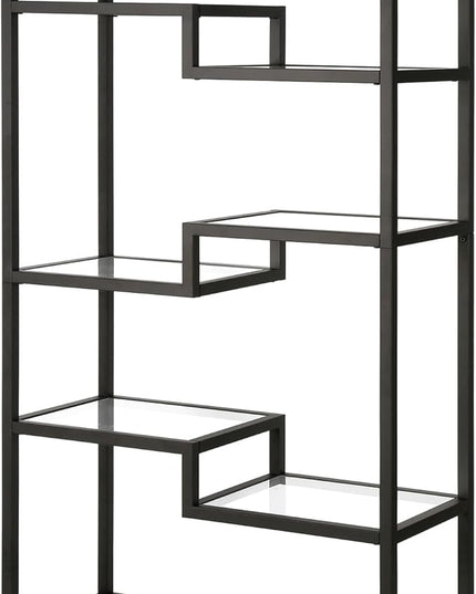 Henn&Hart 68" Tall Rectangular Bookcase in Blackened Bronze, for Home Office, Living Room - LeafyLoom
