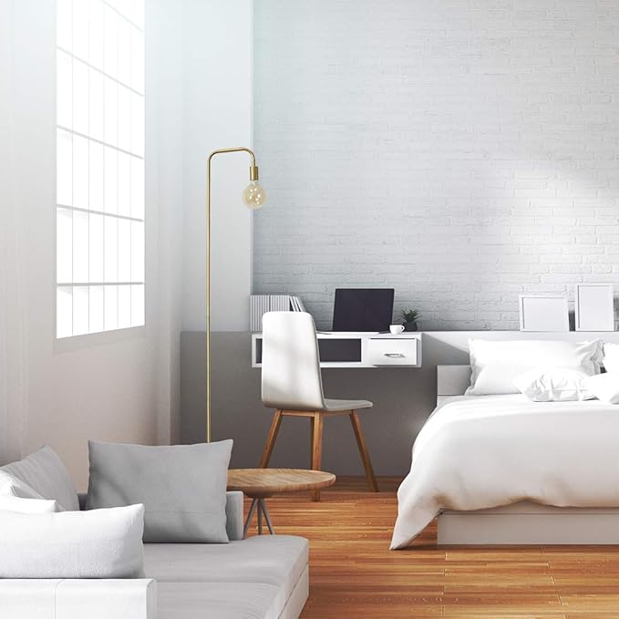 O’Bright Industrial Floor Lamp for Living Room, Metal Lamp, E26 Socket, 70 Inches, Minimalist Design for Decorative Lighting, Stand Lamp for Bedroom, Office, Dorm, Gold - LeafyLoom