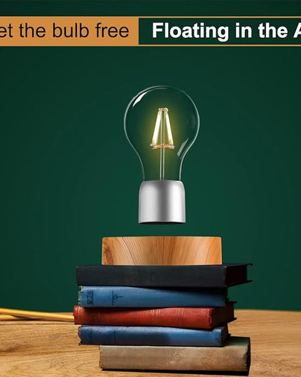 Magnetic Levitating Light Bulb Lamp, 360 Degree Rotating Floating Bulb Desk Lamp, Magnetic Levitation Bulb Night Lights, Cool Gifts, Room Office Decorative Lamp (Yellow) - LeafyLoom