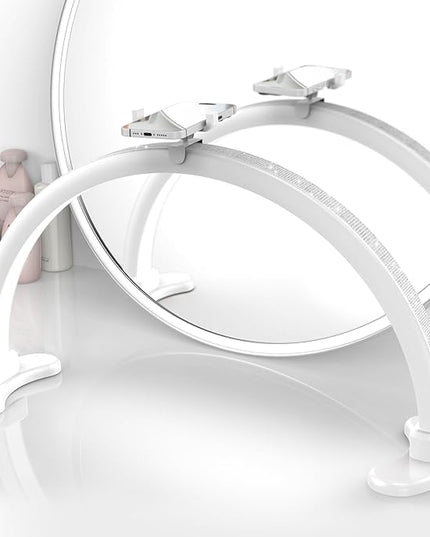 Large Half Moon LED Light for Table Nail Desk Lamp, Upgrade Arch Light for Nail Techs with Phone Stand Perfect for Nails Tech Manicure (White) - LeafyLoom