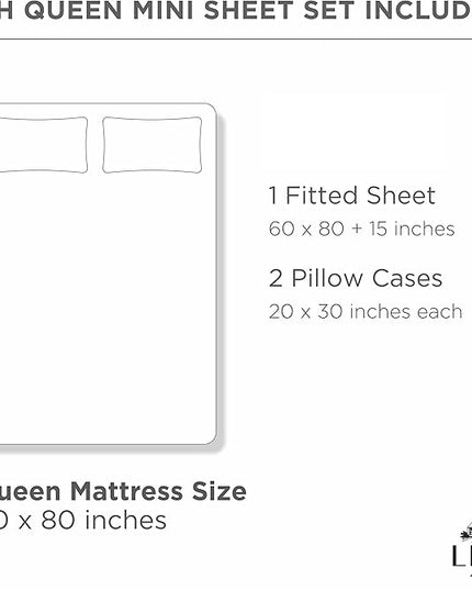 Linen Home 100% Cotton Percale Fitted Sheet Set Queen Size, Ivory, Deep Pocket, 3 Piece -1 Deep Pocket Fitted Sheet and 2 Pillowcases, Crisp Cool and Strong Bed Linen - LeafyLoom