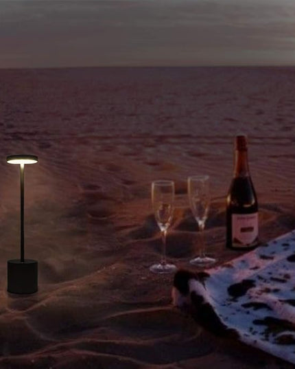 Cordless Table Lamp, Rechargeable LED Battery 6000mAh Metal USB Portable Powered Desk Lamp, 3 Levels Brightness Light for Restaurants Outdoor (13.25in Black) - LeafyLoom