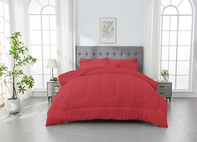 3 Piece Solid Color All Season Bedding Comforter Set Microfiber Soft Lightweight Bedding Set for Kids Teens Adults Room Decor with 1 Comforter and 2 Pillowcases Full - LeafyLoom
