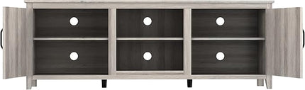 Entertainment Stand with 4 Storage Compartments, Media Center Console Table 60", Flat Screen TV Cabinet w/2 Doors for Living Room, 70 inch, Gray - LeafyLoom