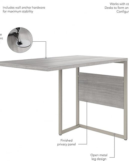 Bush Business Furniture Hybrid Desk Return/Bridge, 42W x 24D, Platinum Gray - LeafyLoom