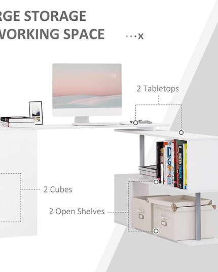 NicBex Kimberly-DW-00211-LWJ Home Office Desks, 55"x47.25"x30.75", White - LeafyLoom