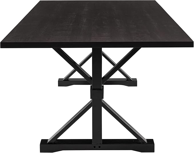 6-Piece Farmhouse Dining Table Set Wood Rectangular Tabletop, 4 Tufted Upholstered Chairs and Bench, for Dinette Room and Kitchen, Espresso, 72" L x 42" W x 30" H - LeafyLoom