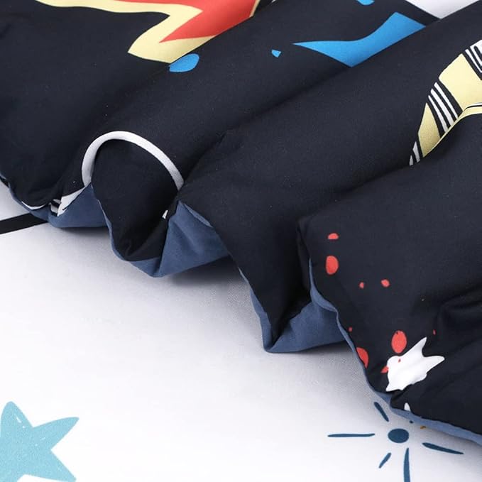 Wajade Kids Space Comforter Set Bed in A Bag Twin Size 7 Piece 3D Space Rocket Planets Bedding Set for Teens Boys Girls (1 Comforter, 1 Flat Sheet, 1 Fitted Sheet, 2 Pillowcase and 2 Pillow Sham) - LeafyLoom