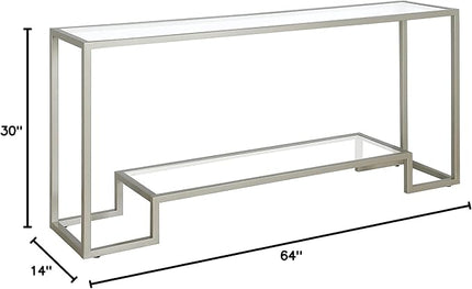 Henn&Hart 64" Wide Rectangular Console Table in Satin Nickel, Entryway Table, Accent Table for Living Room, Hallway - LeafyLoom