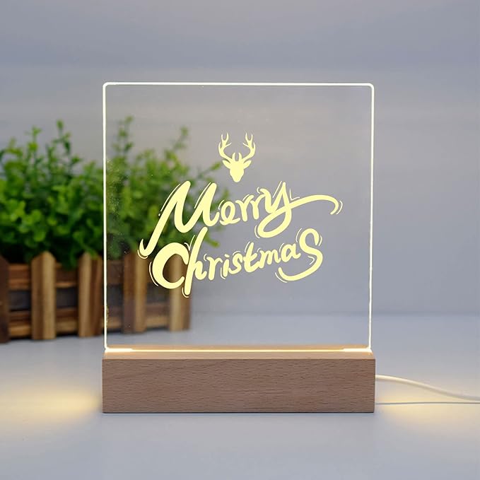 2Pcs 11.8" Rectangle Wooden Display Stand, Warm Light Wooden Lighted Base Wood Rectangle Led Display Pedestal Wood Night LED Light Lamp Base for Crystal Glass Resin Art - LeafyLoom