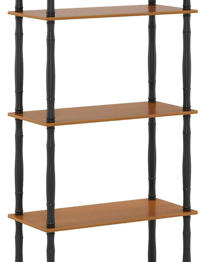 Furinno Turn-N-Tube 5-Tier Multipurpose Shelf / Display Rack / Storage Shelf / Bookshelf, Classic Tubes, Light Cherry/Black - LeafyLoom