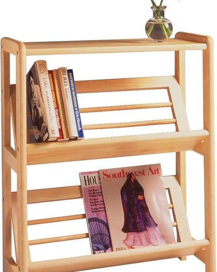 Winsome Mission Beech Wood 4-Tier Bookshelf With Slanted Shelf, Natural (82430) - LeafyLoom