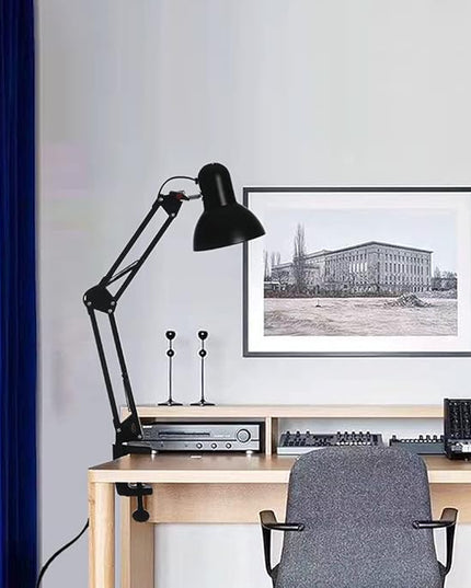 Led Desk Lamp with Clamp - Swing Arm Desk Lamp with 1 LED Cold Light Bulbs 6500K - Folding Table Lamp，Used for Office, Work, Study, Dormitory Reading and Eye Protection Desk Lamp (Black-01) - LeafyLoom