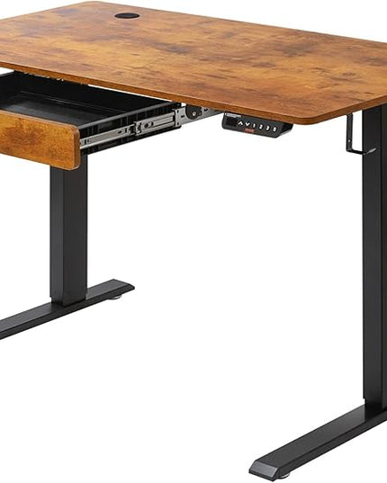 VEVOR Height Adjustable Desk, 47.2 x 23.6 in with Drawer, 3-Key Modes Electric Standing Desk,Whole Piece Desk Board, Dual Metal Frame, 180 LBS Capacity Computer Sit Stand up Desk, for Home and Office - LeafyLoom